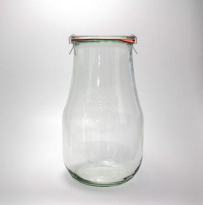 Weck Tulip Jars, 2.5 Liter Glass Jars for Sourdough Starter, Canning, Storage, Wide Mouth with Glass Lid, 1 Jar