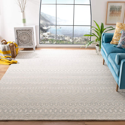 SAFAVIEH Micro-Loop Collection 10' x 14' AquaIvory MLP502K Handmade Moroccan Boho Tribal Premium Wool Living Room Dining Bedroom Area Rug