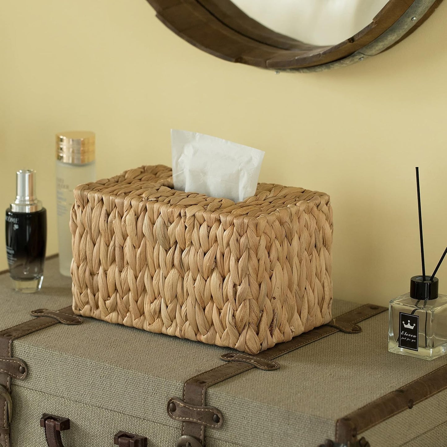 Water Hyacinth Wicker Rectangular Tissue Box Cover, Tall