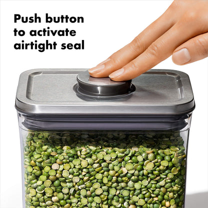 OXO Steel POP Container Big Medium Square - 4.4 Qt for Flour, Sugar and More,Grey