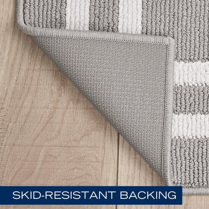 Nautica – Runner Rug | Indoor Runners for Hallways and Entry Rugs| Non-Slip and Non-Skid Entry and Kitchen Door Mat| Machine Washable Entryway Carpet Rugs |26” x 96” |Double Line Light Grey