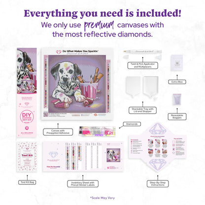 DIAMOND ART CLUB Paint Me Beautiful - Dalmation Diamond Painting Kit, Fun DIY Crafts for Adults, Round Diamond Art Canvas, 13" x 13" (33 cm x 33 cm)