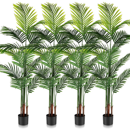 Jexine 4 Pack Artificial Palm Trees 6Ft, Fake Plants Fake Trees Artificial Areca Palm Plants for Outdoor Indoor Faux Tree in Pot for Pool Home Decor Office Housewarming Gift Modern Decoration