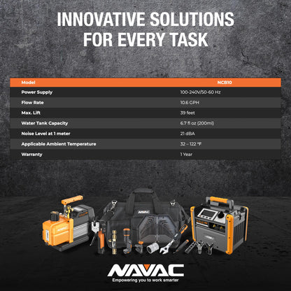 NAVAC NCB10 Mini-Split Condensate Pump - Ultra Quiet Design, HVAC Condensate Pump, Brushless DC Motor - Reliable Performance, Overflow Protection Sensor, 6.7 fl oz Tank Capacity, 10.6 GPH, 39 ft Lift