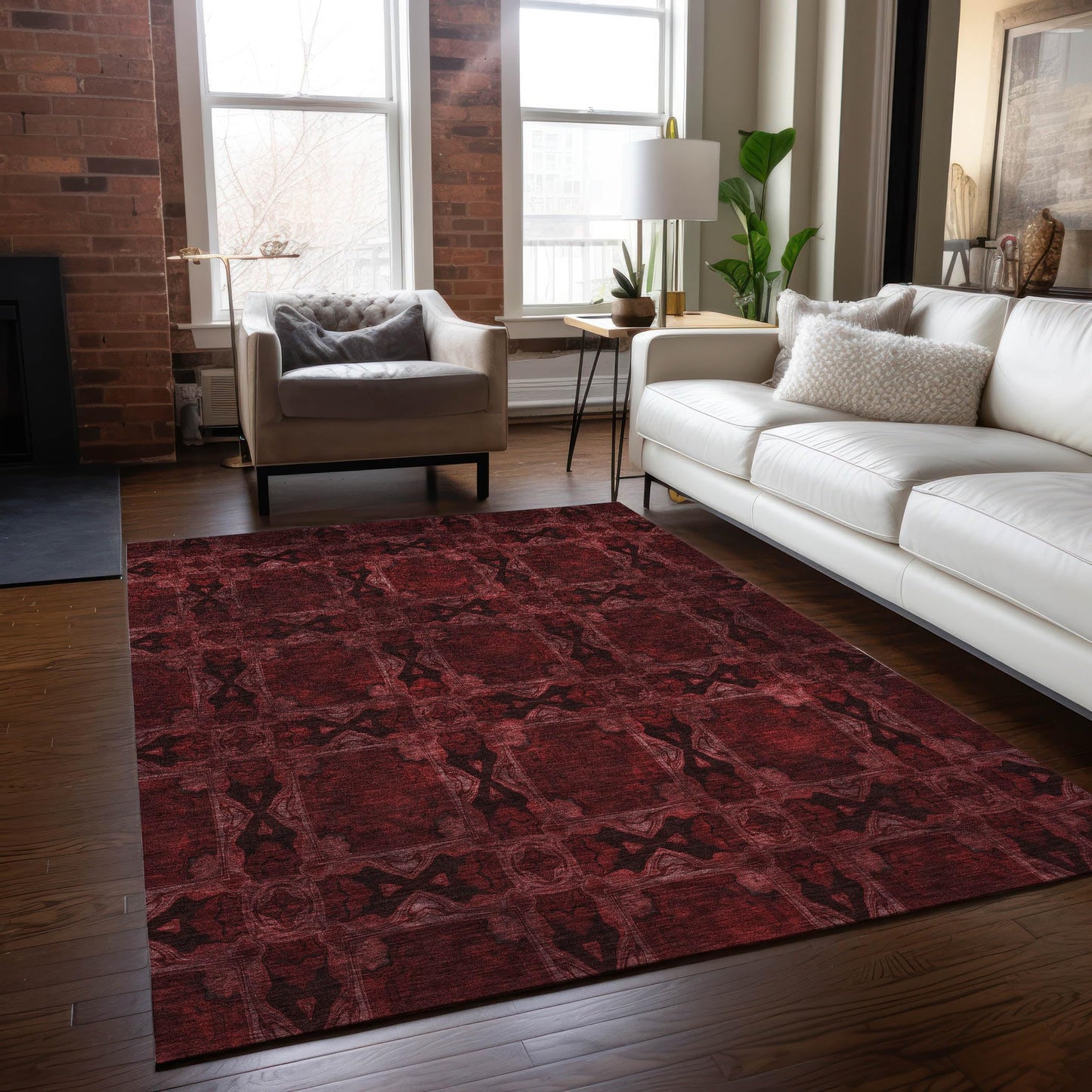 Addison Rugs Chantille ACN564 Red 9' x 12 Indoor Outdoor Area Rug, Stain Resistant, Machine Washable, Non Shedding, Bedroom, Living Room, Dining Room, Kitchen Rug