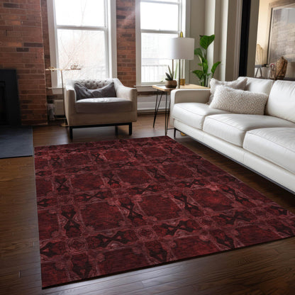 Addison Rugs Chantille ACN564 Red 9' x 12 Indoor Outdoor Area Rug, Stain Resistant, Machine Washable, Non Shedding, Bedroom, Living Room, Dining Room, Kitchen Rug