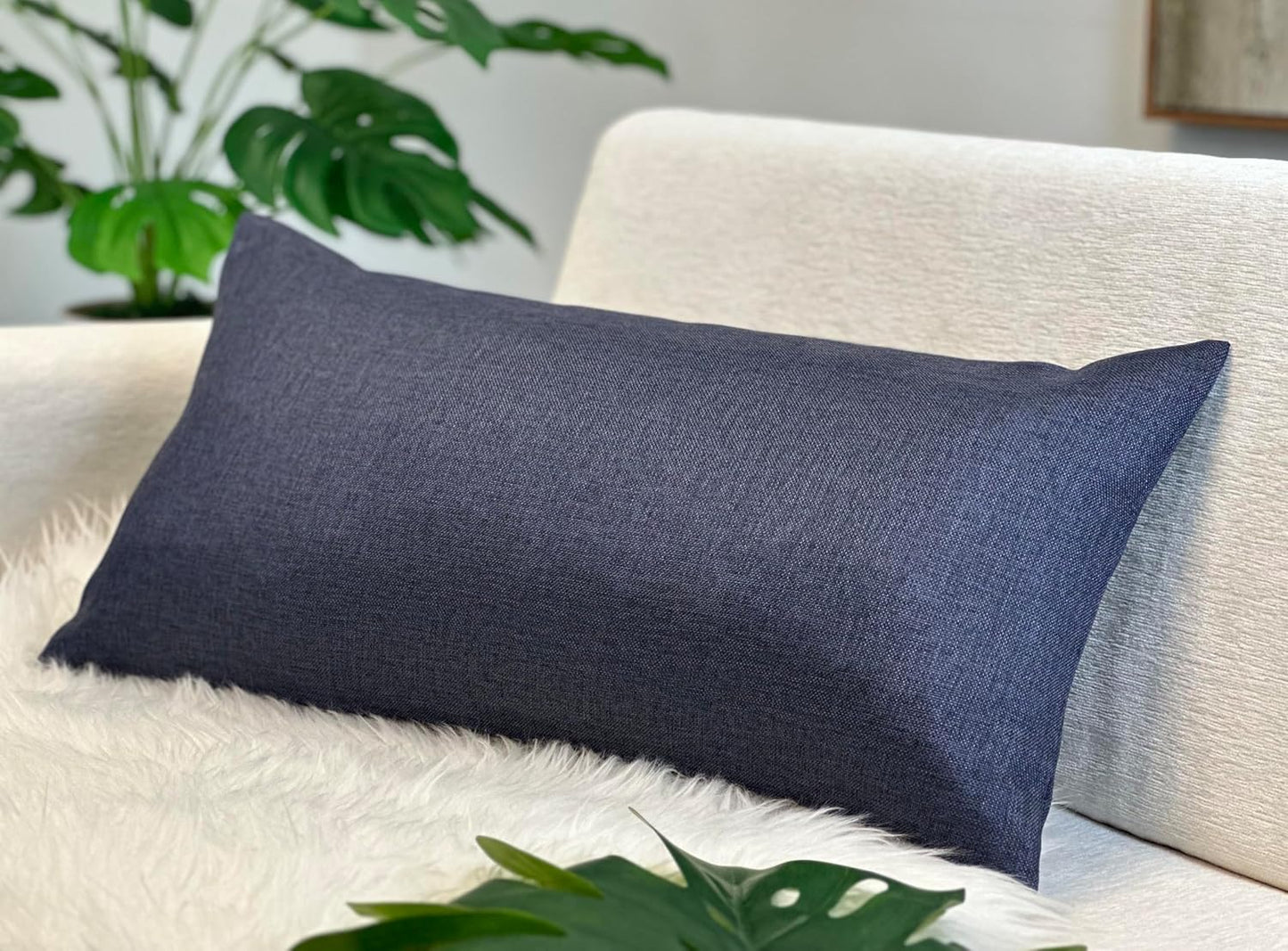 12x24 Inch 1 Aiking Home Imitation Burlap Lumbar Pillow Cover Vintage Faux Linen Rustic Natural Look, Piece Elegance
