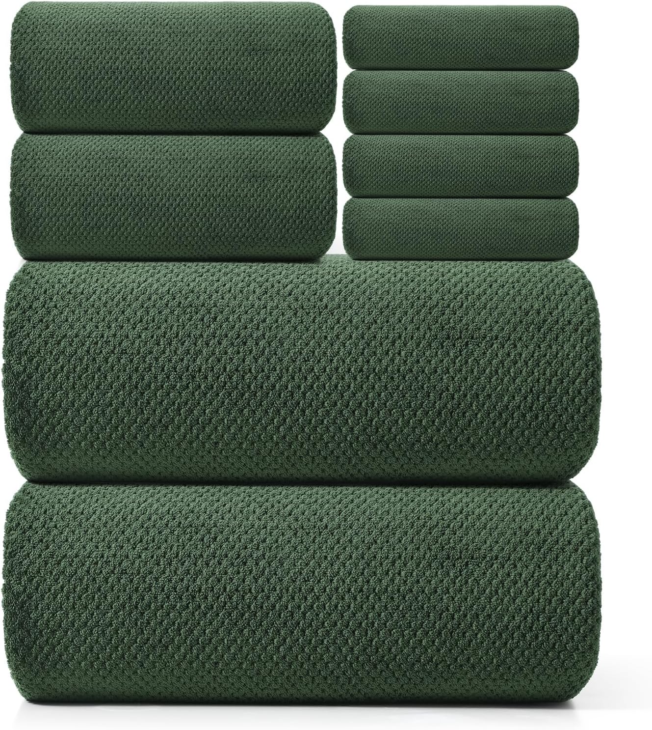 Set 8 2 35x70, 2 14x30, 4 14x14, REDKISS Premium Towel of - Ultra Soft Microfiber, Contains Large Bath Hand Washcloths