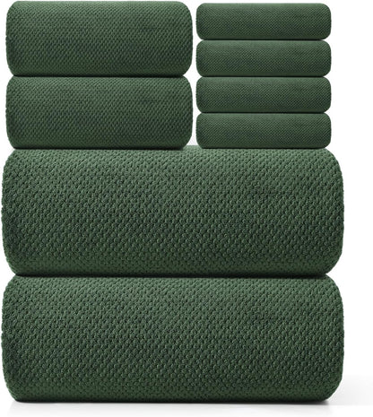 Set 8 2 35x70, 2 14x30, 4 14x14, REDKISS Premium Towel of - Ultra Soft Microfiber, Contains Large Bath Hand Washcloths