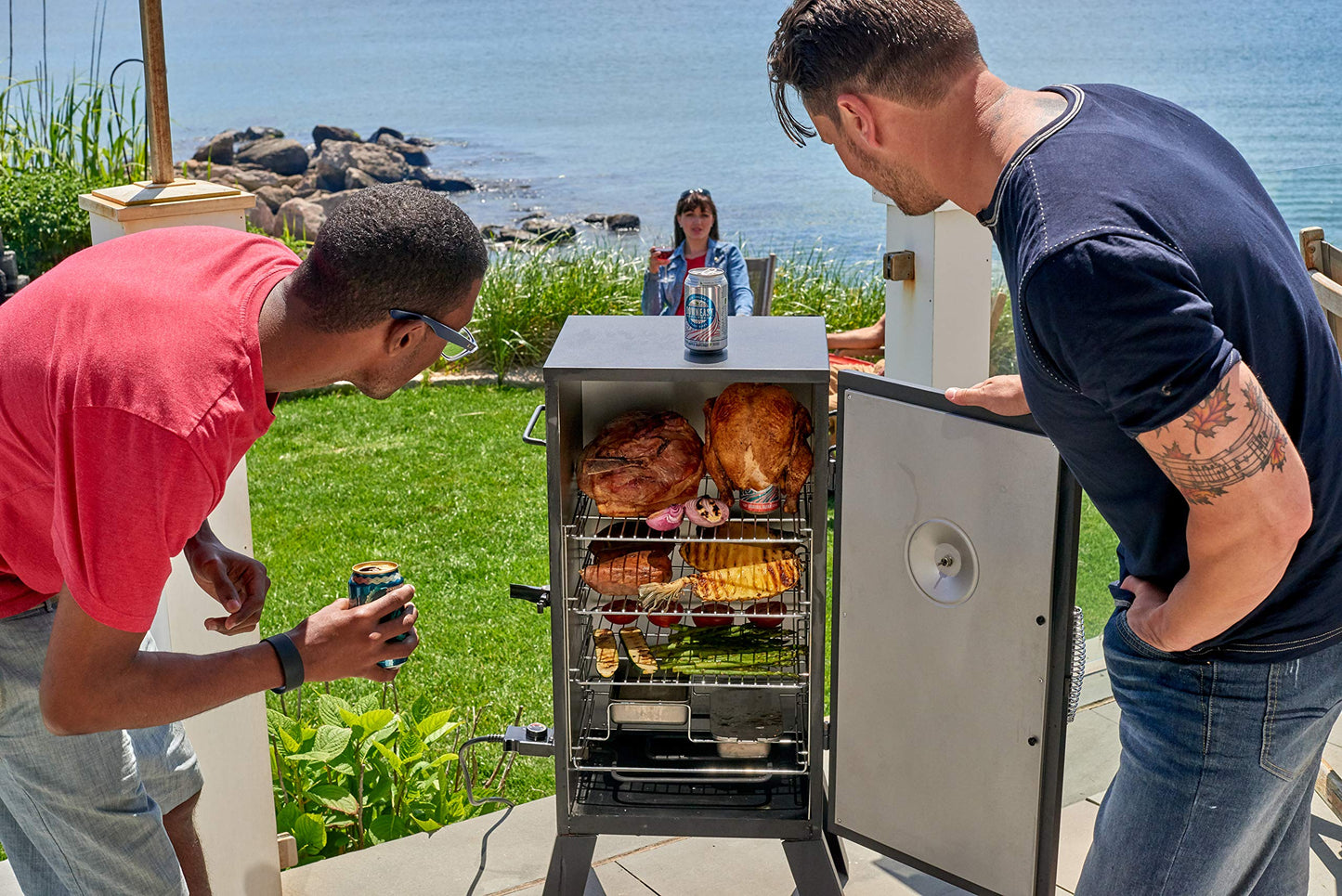 Cuisinart 30" Electric Smoker, 3 Adjustable Racks, Large Capacity BBQ Meat Smoker, Water & Wood Trays for Smoked Meat, Brisket, Salmon & Jerky, Adjustable Temperature Control