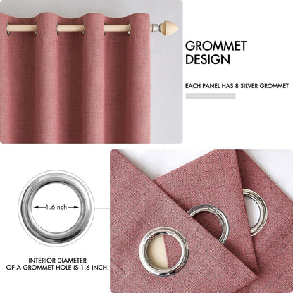 MIULEE 100% Blackout Curtains - Linen Textured Thermal Insulated Drapes in Dusty Rose | 42 x 84 Inch (2 Panels)