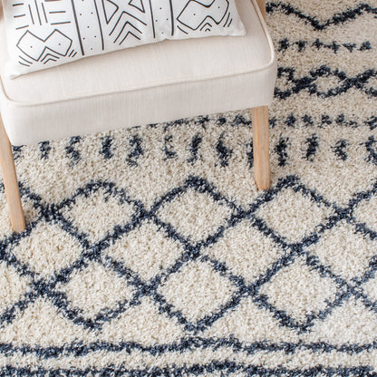 SAFAVIEH Area Rug 10x14 - Arizona Shag Collection - Large - Ivory & Slate, Moroccan Boho Design, Non-Shedding & Easy to Clean, Ideal for Living Room, Bedroom, Dining Space (ASG741M)