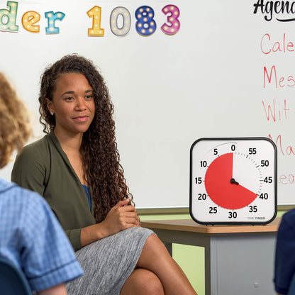 TIME TIMER 12 inch Visual Timer 60 Minute Kids Desk Countdown Clock with Dry Erase Activity Card, Also Magnetic for Classroom, Homeschooling Study Tool, Task Reminder, Home and Kitchen Timer