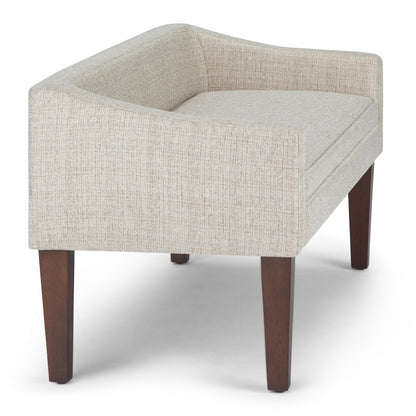 SIMPLIHOME Parris Upholstered Bench - 50 inch Wide Upholstered Hallway Seat in Platinum, Contemporary Bench for Entryway or Living Room with Tufted Cushion, Solid Wood Legs and Sleek Profile