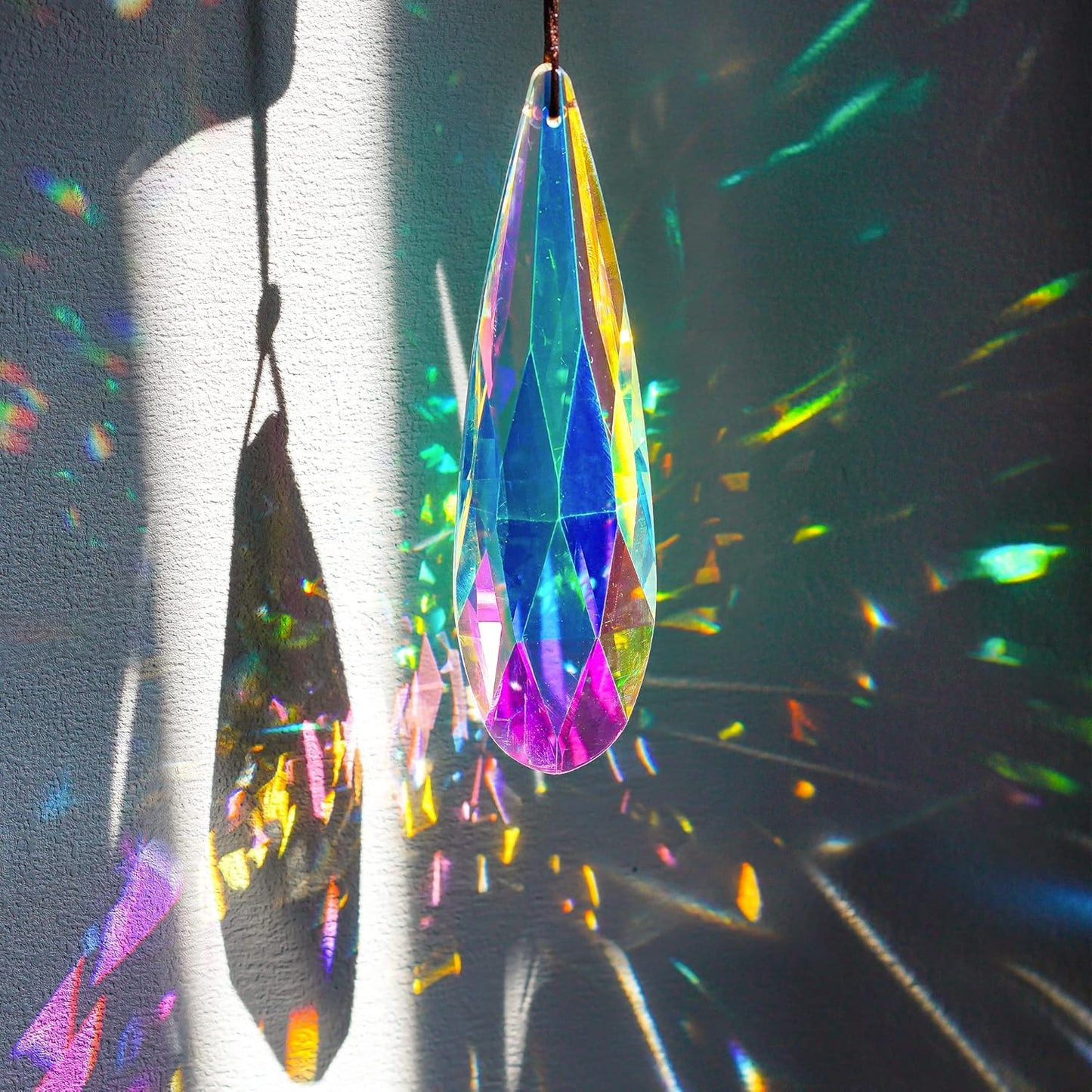 120mm H&D HYALINE & DORA Hanging Window Crystal Teardrop Prism, Suncatcher Crystal Light Catcher, Glass Hanging