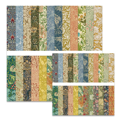 MerwDeeyt Scrapbook Paper 12x12 In and 6x6 In Pack, Spring Floral Patterned Paper for Scrapbooking, 48 Sheets Double Sided Decorative Craft Papers for Card Making Journaling Decor (Green)