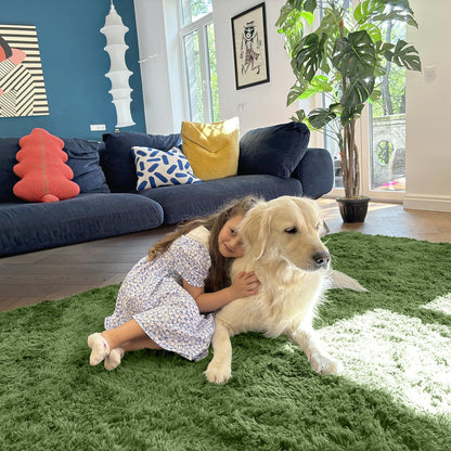 OLANLY Runner Rugs - Soft Fluffy Machine Washable 2x5 for Hallway & Bedroom | Green Indoor Carpet
