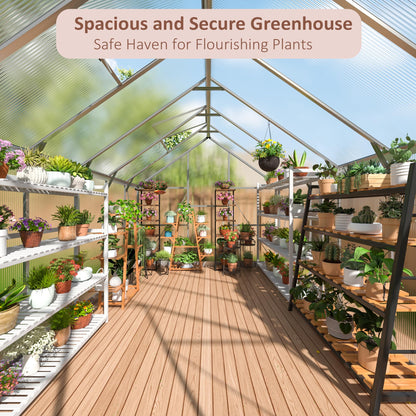 AirWire 8×12 FT Walk-in Greenhouse for Outdoors, Polycarbonate Greenhouse Kit with Roof Vent, Large Heavy Duty Green Houses for Outside Backyard Patio Garden, Sliver