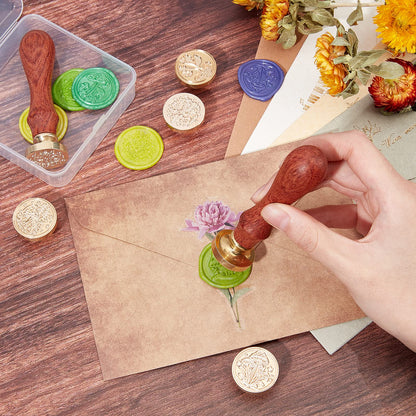 SUPERDANT Mushroom Plant Series Sealing Kit with 6 Stamp Heads - Vintage Wax Stamp Kit for Cards, Envelopes & Invitations