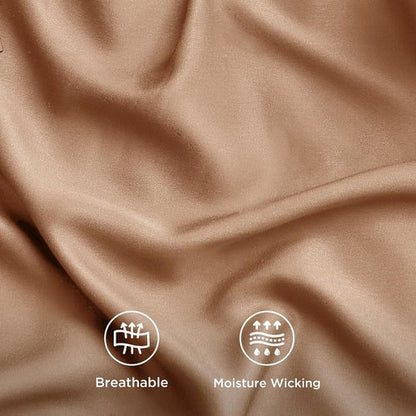 Bedsure Cooling Twin XL Sheets - Breathable Rayon from Bamboo | Soft, Deep Pocket Up to 16 Inches, Khaki