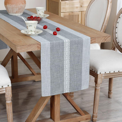 13x48inch Farmhouse Braided Striped Table Runner Rustic Embroidery Coffee Table Runners for Decorations Weddings
