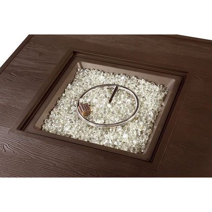 Oakland Living Square 42 in. x 42 in. Aluminum Propane Fire Pit Table with Glass Beads, Two Covers, Lid, 57,000 BTUs in Brown Finish