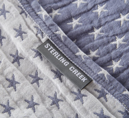 Sterling Creek Dawson Star Muslin Blanket Queen Three Layers Lightweight Breathable Cotton Gauzy Blanket for Adults