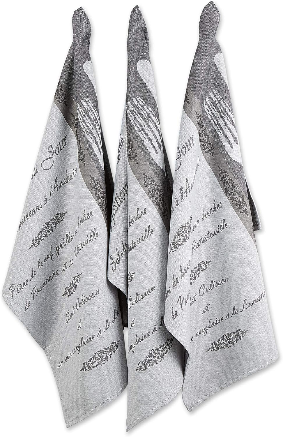 DII Cotton French Jacquard Dish Towels, Set of 3 Decorative Tea Towels for Everyday Kitchen Cooking and Baking