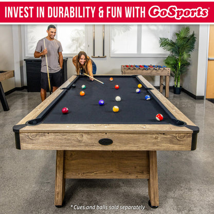 GoSports 8 ft Pool Tables with Wood Finish - Billiards Game Room Table for Adults & Family - Accessories Not Included - Black