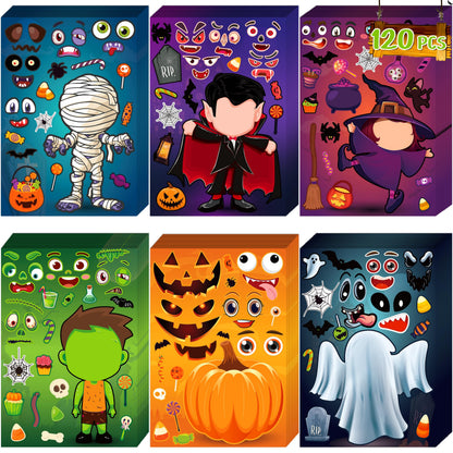 LINAYE 120 Sheets Halloween Stickers Crafts for Kids Toddlers, Make Your Own Halloween Stickers for Goodie Treat Bag Fillers Game Activities for Kids Toddlers Party Favors