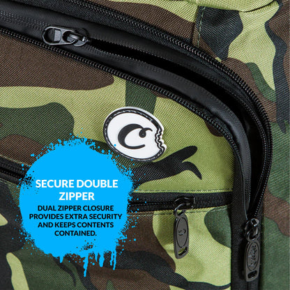 Cookies Trek Roller Smell Proof Travel Bag – Oversized Rolling Luggage with Double Zipper, Durable Nylon Canvas Build, Extra Large Storage for Travel, Gear, Road Trips & Streetwear Carry – Green Camo