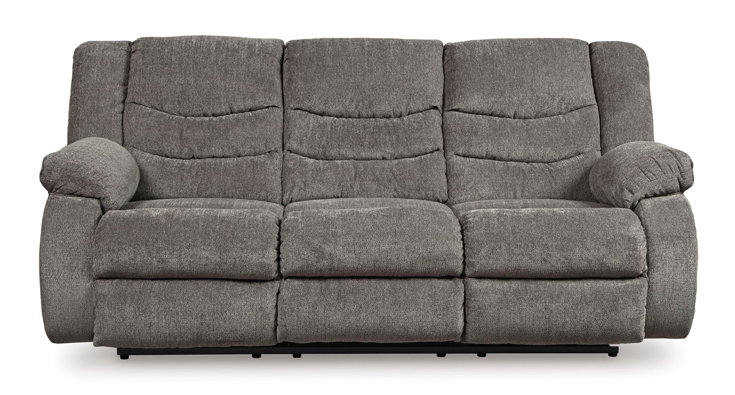 Signature Design by Ashley Tulen Modern Manual Pull Tab Reclining Sofa, Dark Gray