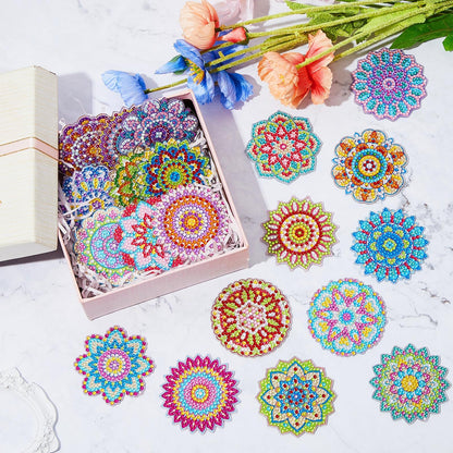 Henoyso 20 Pcs Diamond Art Painting Keychains Kits for Adults 5d Double Sided Cross Shaped Diamond DIY Painting Keychains Gem for Beginners Adults DIY Crafts Decor Gift Party(Mandalas)