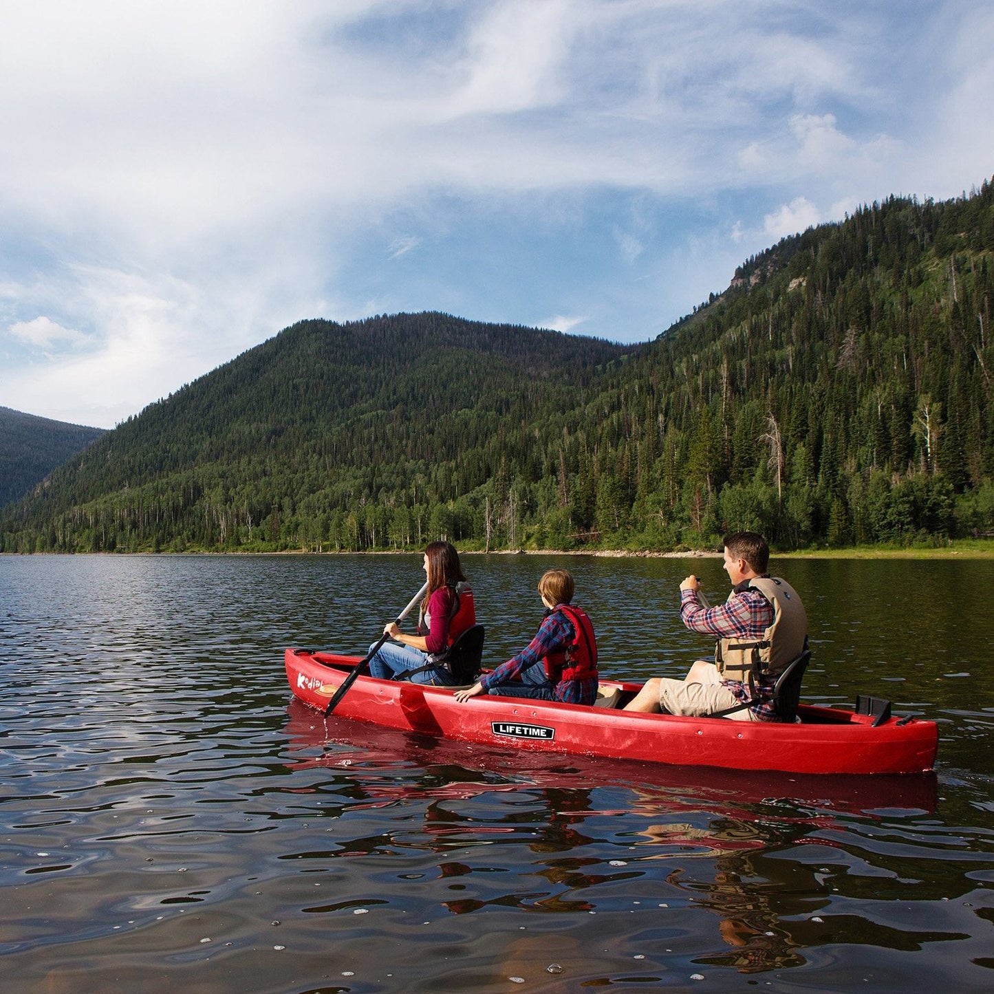 Lifetime Kodiak Canoe with 2 Paddles, Red, 13'