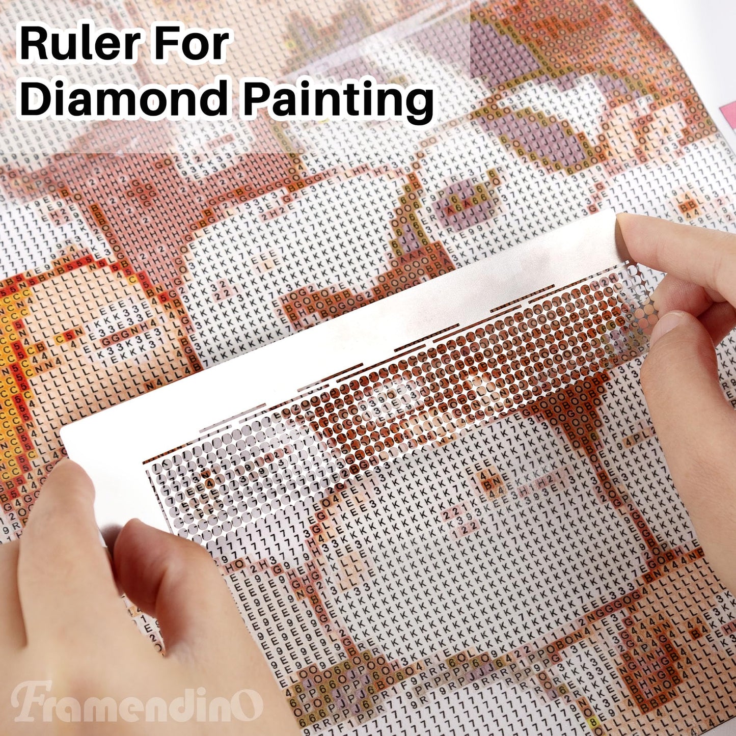Framendino, 6 Pack Ruler Stainless Steel Diamond Mesh 216 400 599 520 699 800 Blank Grids DIY Drawing with 2 Pieces Fix Tool for Art Crafts