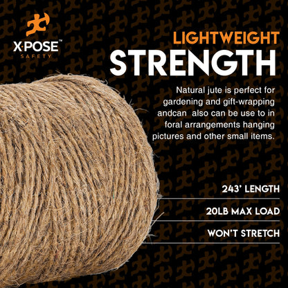 Jute Twine - 3 Ply Brown Roll 243 Feet Natural Jute String for Crafts, Packaging, Wrapping, Decorative Rope Cord for Hanging Ornaments (2 Packs)