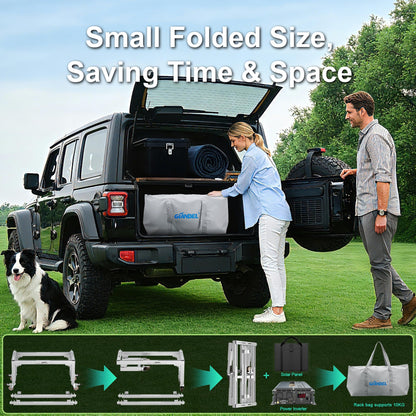 GIANDEL Foldable Battery Storage Rack,Patented for 100-200AH Battery Storage,High End Aluminum Alloy,with Four Wheels,for Portable Energy Storage System Kit, Used for Camping, RV, Road Travel