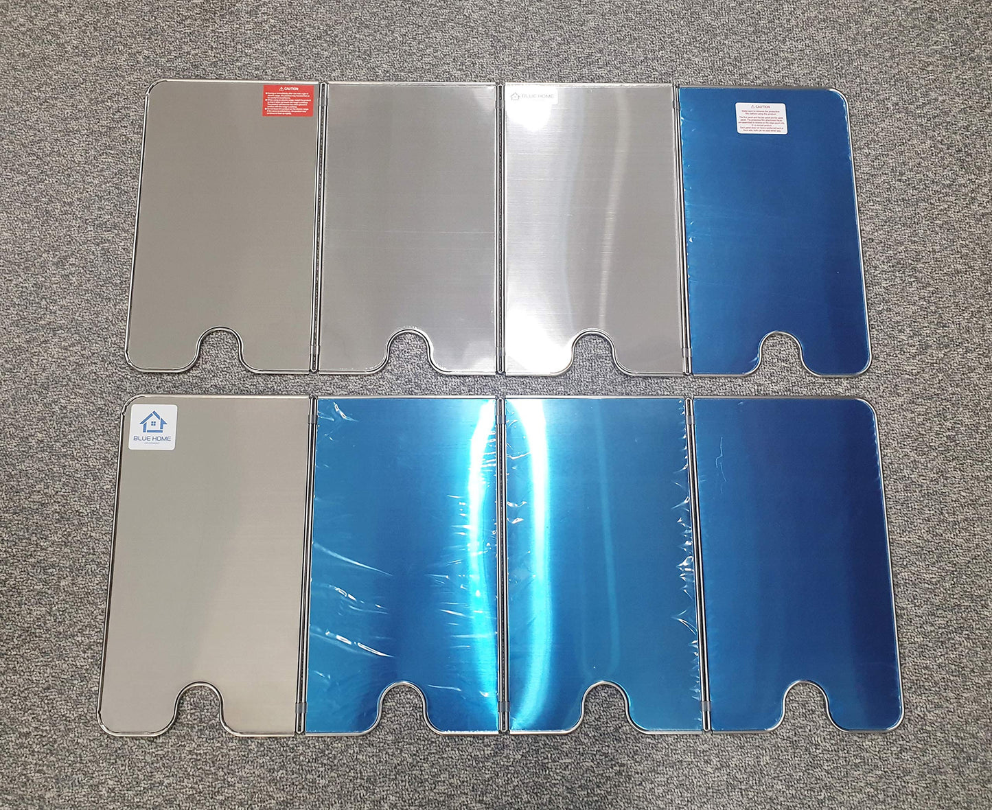 Splatter Guard for Cooking - Grease Splatter Screen - 4 Sided Splatter Guard Compact Type - Stainless Steel - Unfold 33.26 in x 14.17 in - Fold 8.26 in x 14.17 in x 0.86 in