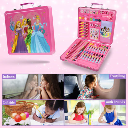 Disney Colored Pencils Art Supplies Kids Drawing Kit School Supplies Painting Kit Girls Drawing Pencils Art Kit Travel Case with Crayons Arts and Crafts for Kids 4-12