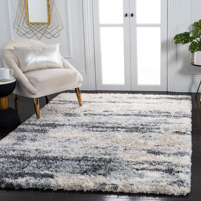 SAFAVIEH Area Rug 10x14 - Fontana Shag Collection - Large - Grey & Ivory, Non-Shedding & Easy to Clean, Plush Thick Pile, Ideal for Living Room, Bedroom, Dining Space (FNT853G)