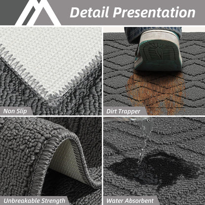 COSY HOMEER 48x20 Inch/30X20 Inch Kitchen Rug Mats Made of 100% Polypropylene 2 Pieces Soft Kitchen Mat Specialized in Anti Slippery and Machine Washable (Grey)