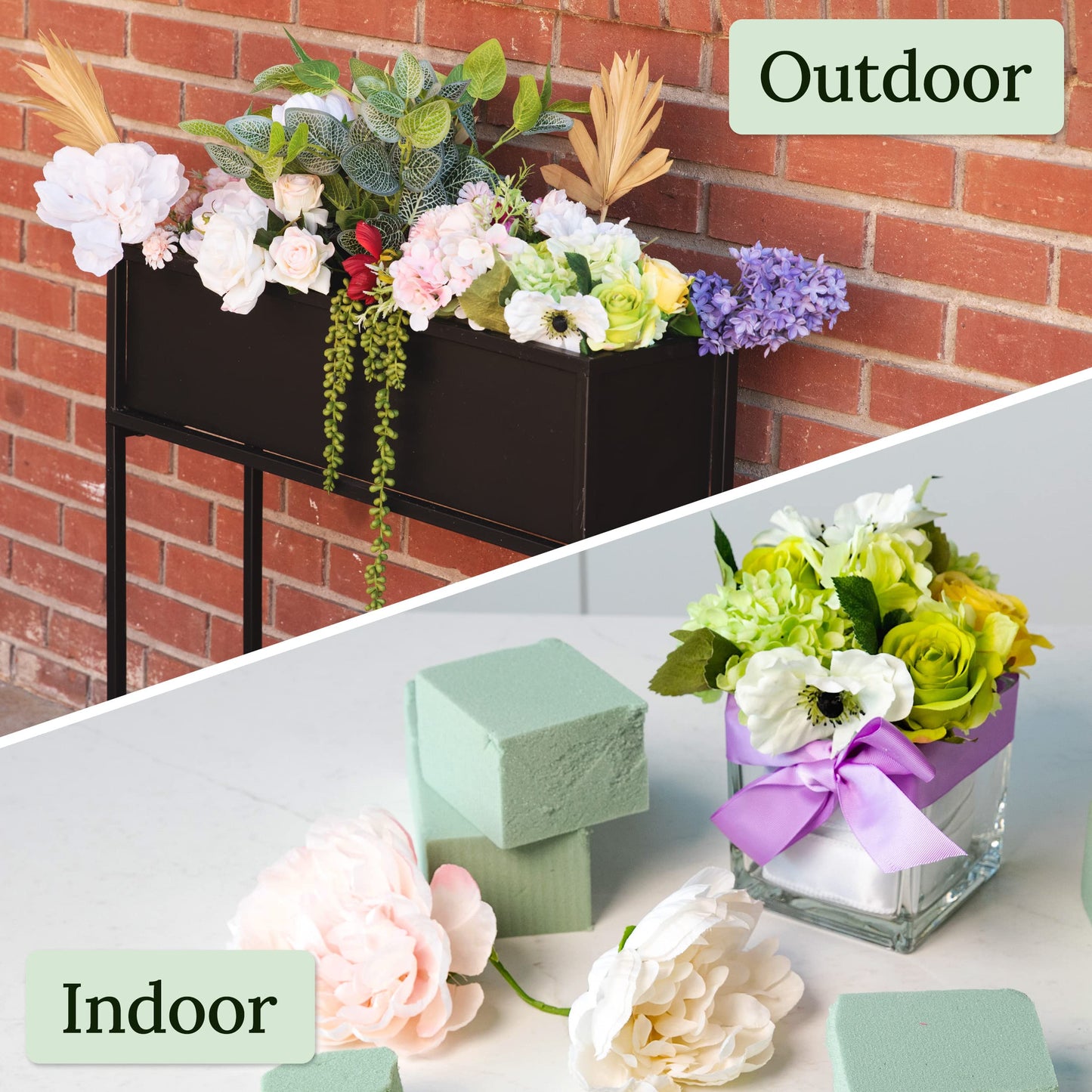 Kedudes Premium Dry Floral Foam Blocks 12-Pack - Foam Blocks for Flower Arrangements and Crafts - Dry Foams for Artificial Flowers, Silk Displays, Weddings - Green Bricks for DIY Decoration Projects