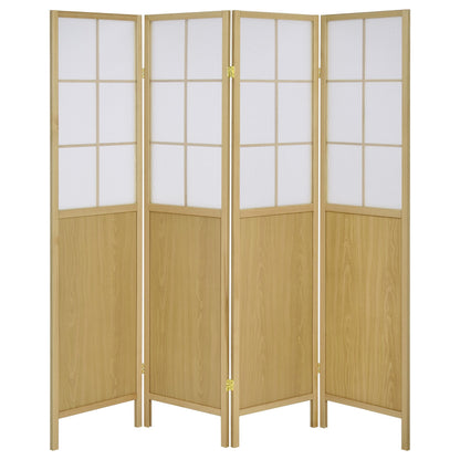 Coaster Home Furnishings Edwards 4-Panel Room Divider Folding Shoji Screen Natural