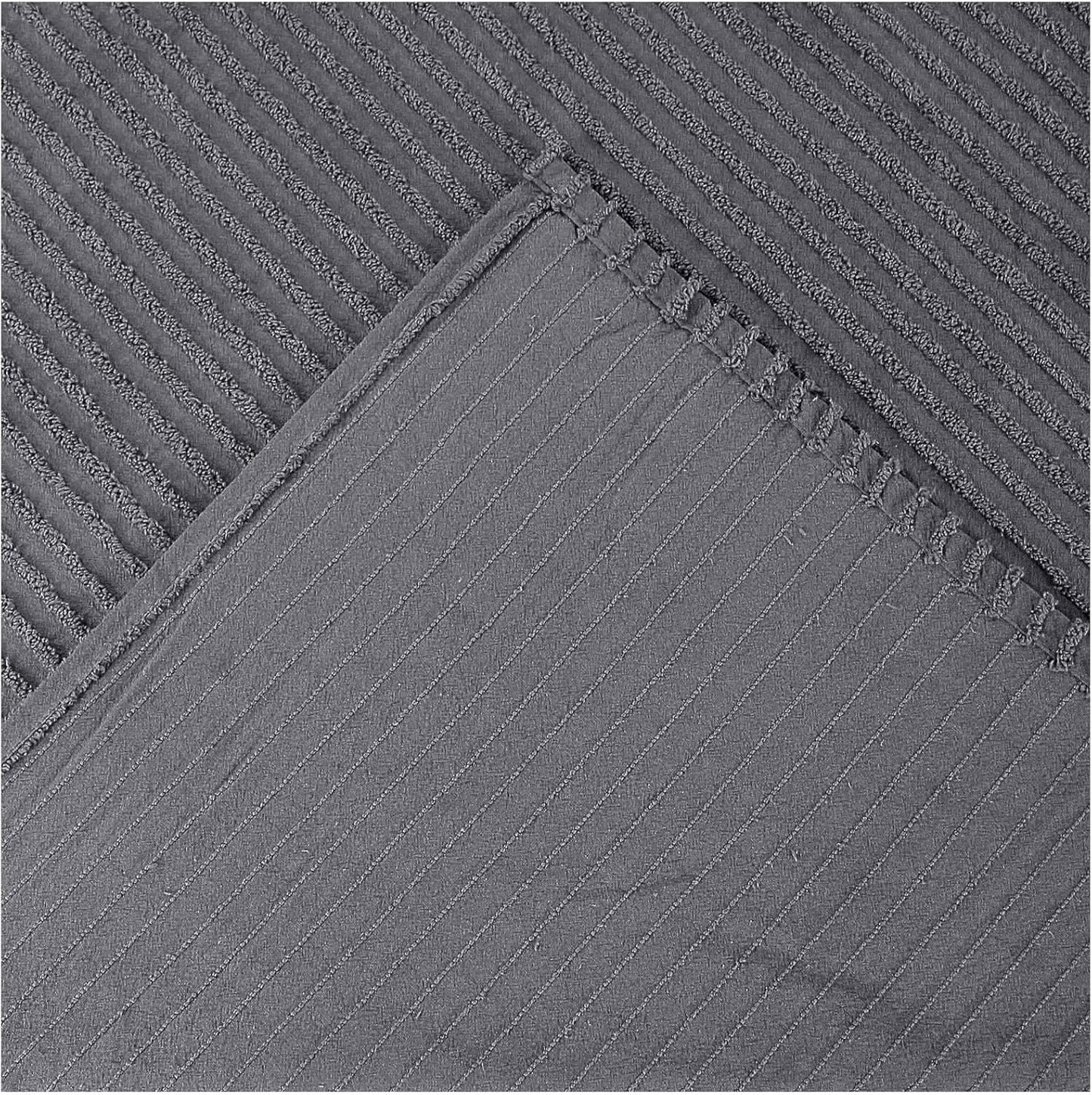 Better Trends Jullian Collection - Super Soft Lightweight 100% Cotton Tufted Standard Sham in Gray, Machine Washable