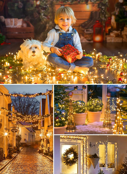 66FT 200 LED Christmas Tree Lights - Twinkle Fairy String Lights with 8 Flashing Modes | Warm White