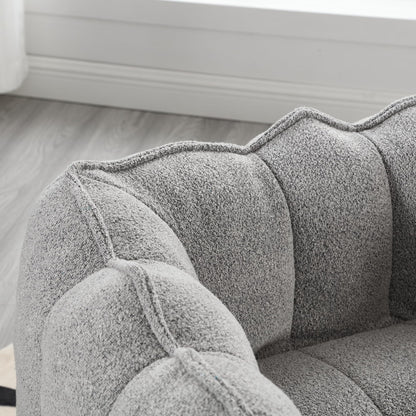 Plush Grey Chenille Bean Bag Chair for Adults | Large Comfy Lounger with Footstool | Ideal for Living Room, Bedroom, Gaming, Reading | 41"x32"x25"