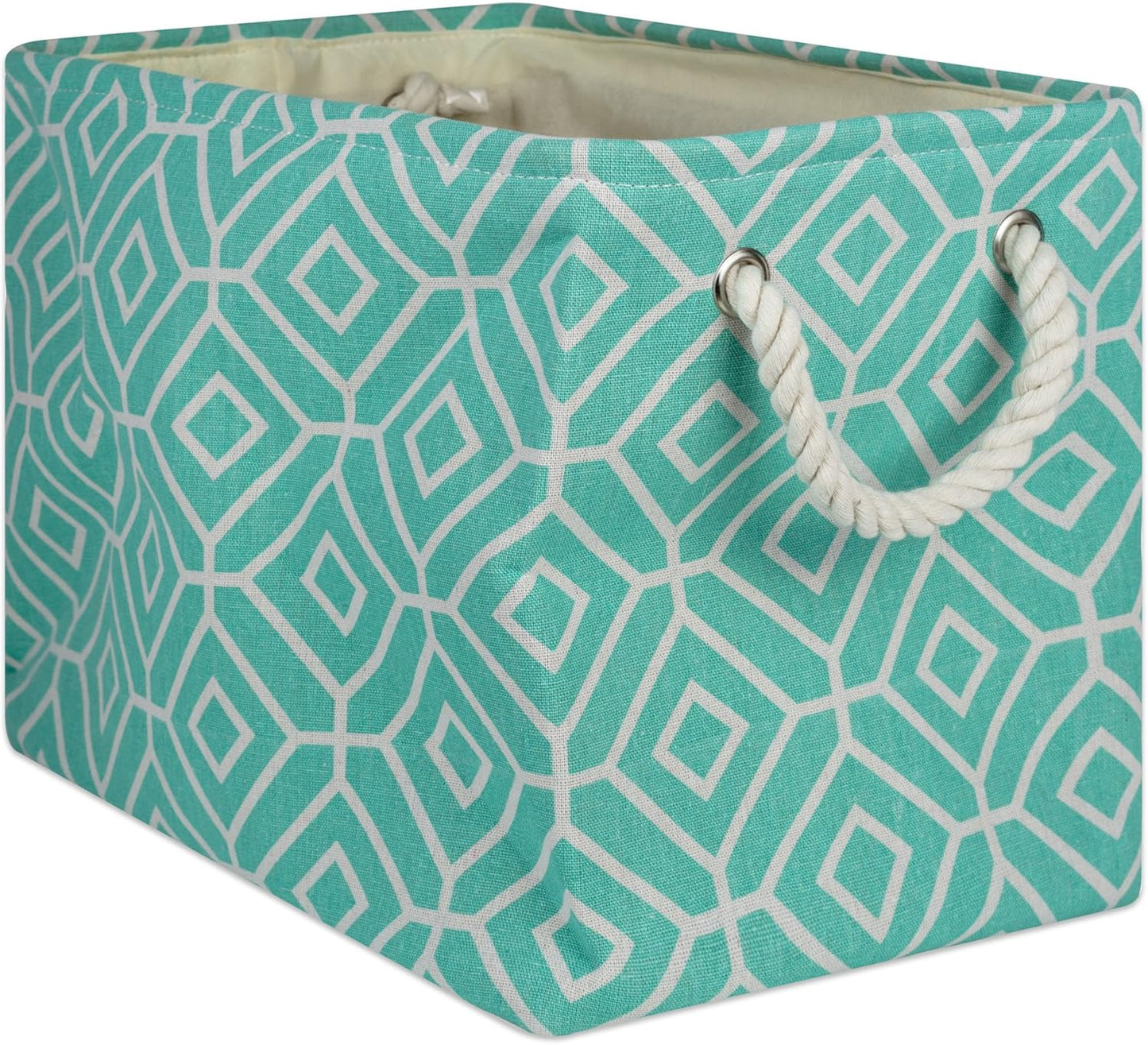 DII Large Rectangle Collapsible Polyester Storage Bin, Aqua, Stained Glass