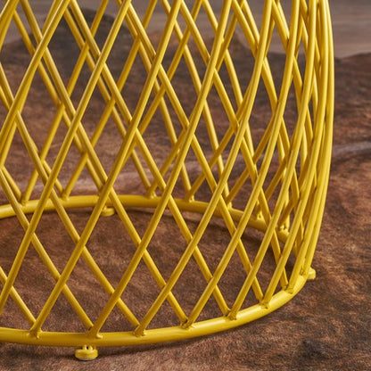 Christopher Knight Home Bryony Indoor 19" Diameter Lattice Iron Side Table, Matte Yellow