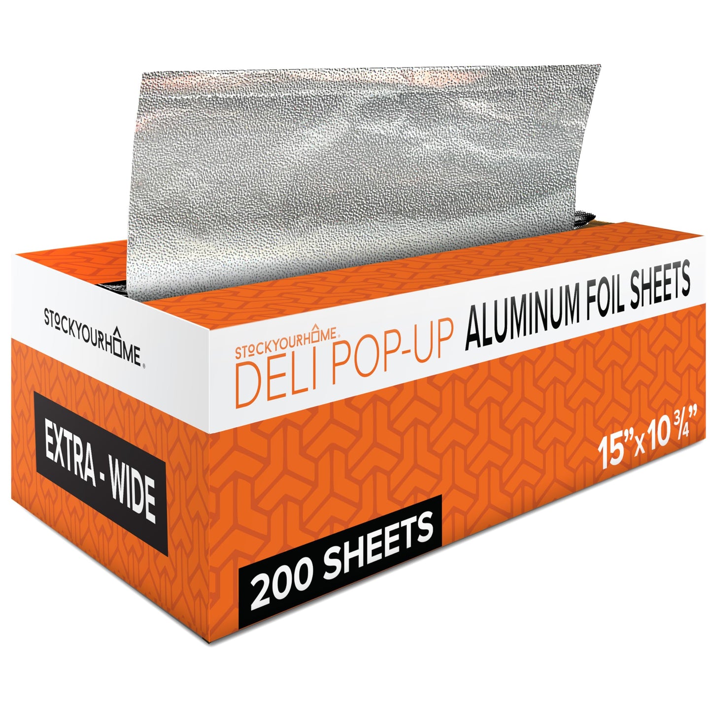 Stock Your Home Aluminum Foil Sheets, 200 Count, 15' Extra Wide Heavy Duty, Pop Up Foil Sheets for Restaurant, Deli, Home Use