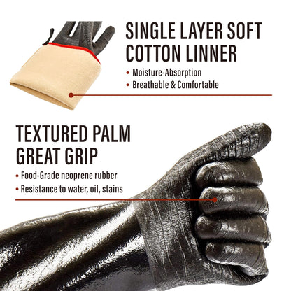 RAPICCA 700°F Heat Resistant BBQ Grill Gloves, Oil Resistant & Waterproof for Smoking, Grilling, Cooking, Deep Frying Turkey, Handling Hot Greasy Meat | Great Stocking Stuffers for Men